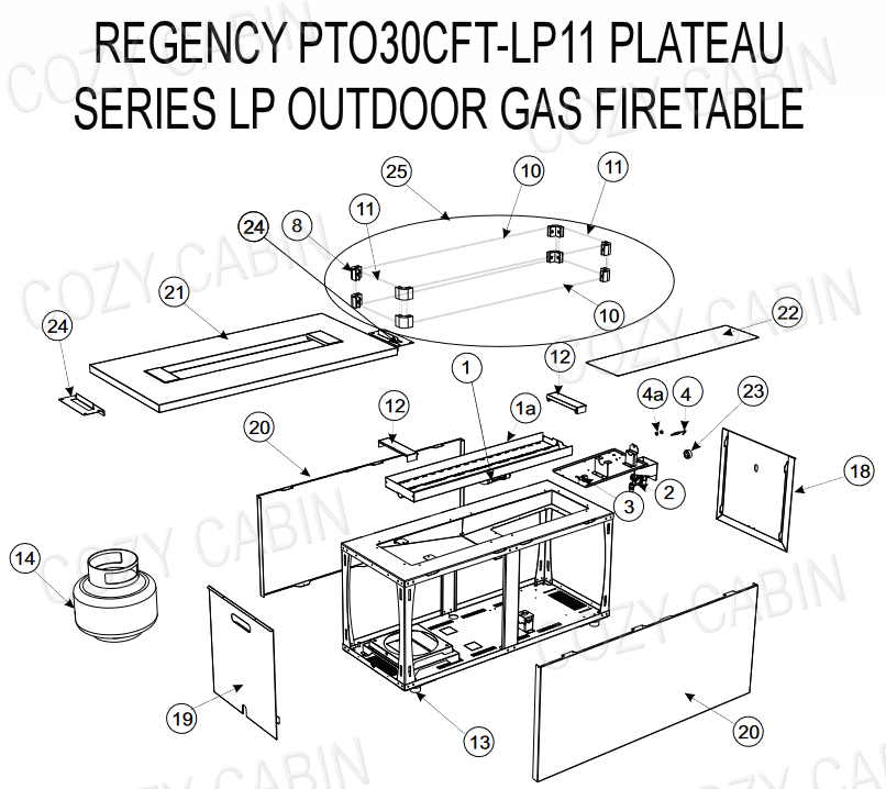 Plateau Series Outdoor LP Gas Firetable (PTO30CFT-LP11) #PTO30CFT-LP11